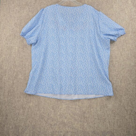 Blue Plus-Size Womens Floral Embroidered Tunic Top 5XL Polyester Blend - Picture 2 of 6